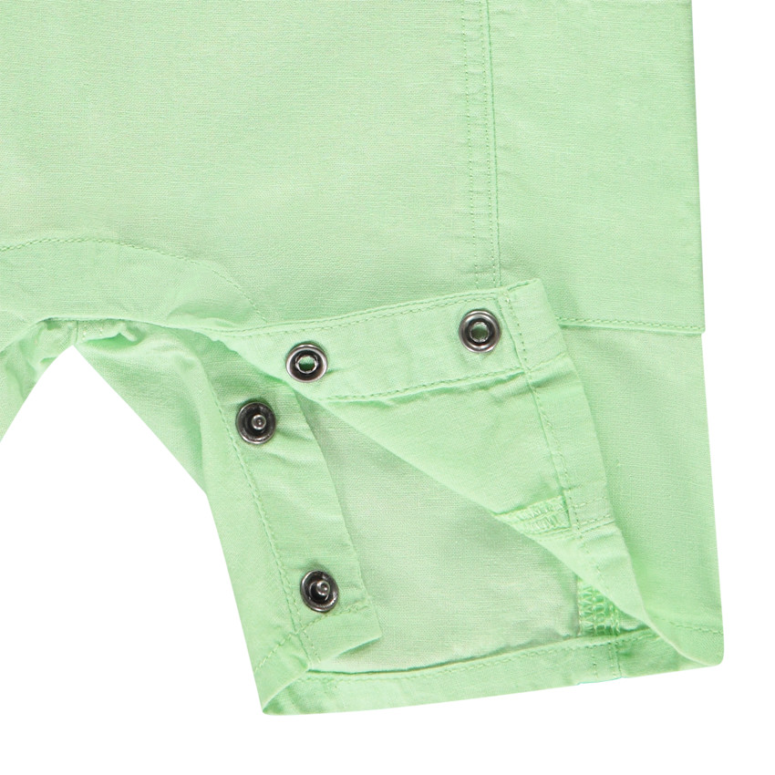 Set van salopette in effen groen met t-shirt met korte mouwen en fantasieprint voor babyjongens 