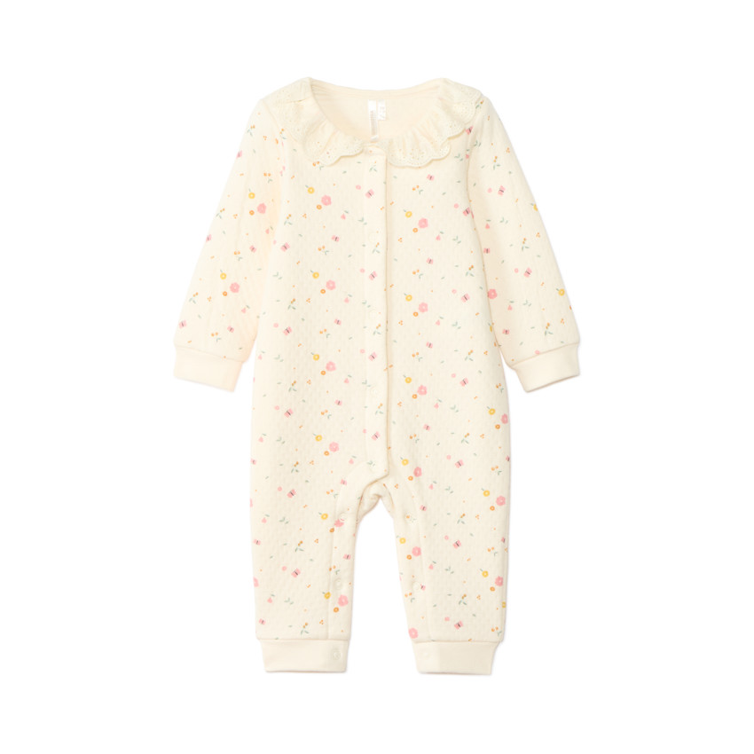 Lange doorgestikte jumpsuit met bloemenprint voor meisjes 