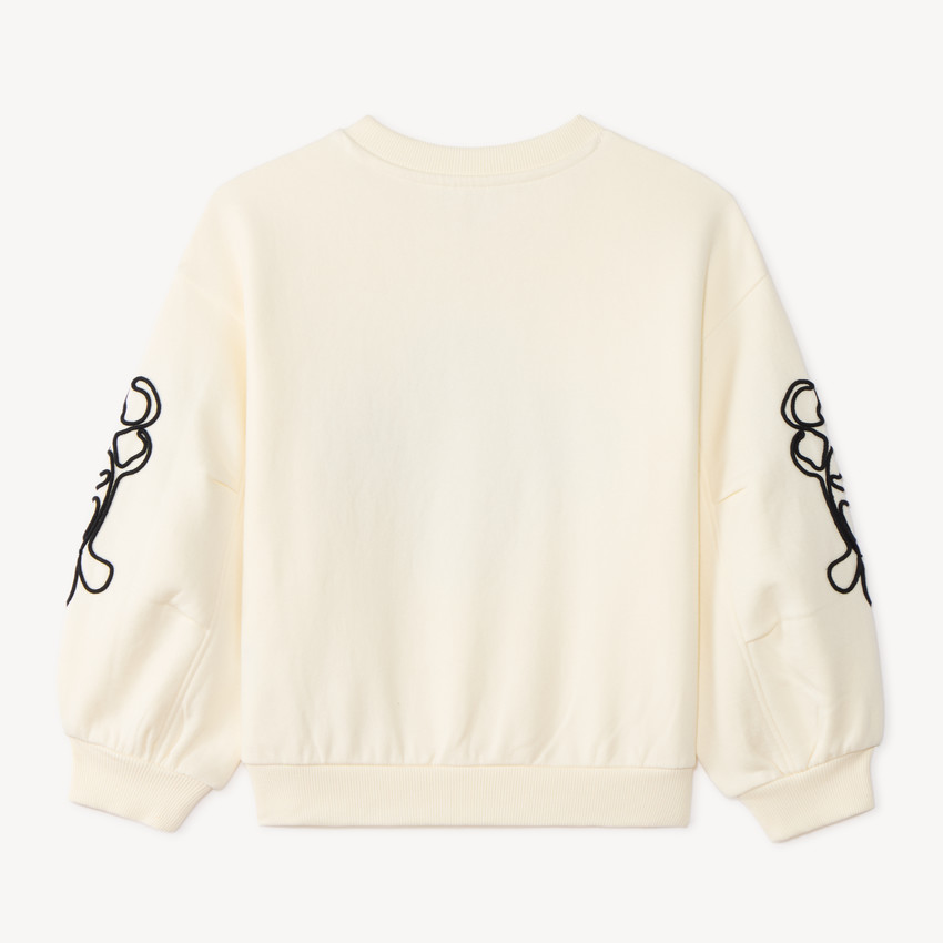 Sweatshirt meisjes van fleece met cording bloemen 