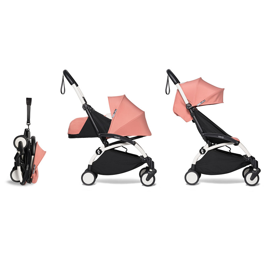 Volledige kinderwagen YOYO² nieuwe 0+ en 6+ pack wit onderstel - Ginger 