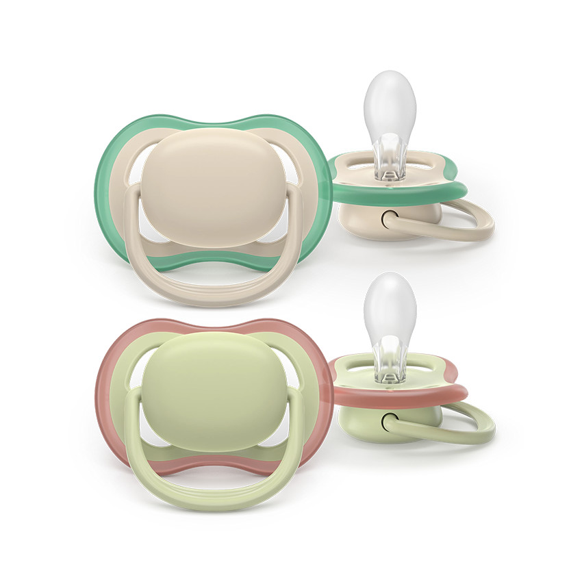 Set van 2 siliconen fopspenen 6-18M Ultra Air effen 