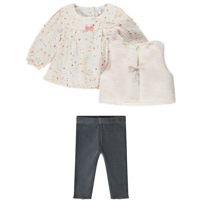 Set van 3 stuks met fantasieprint voor baby meisjes 