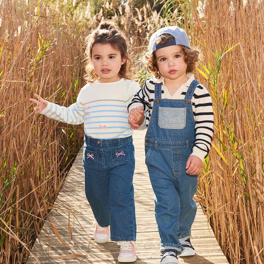 Pull en tricot rayé à col polo pour bébé garçon 