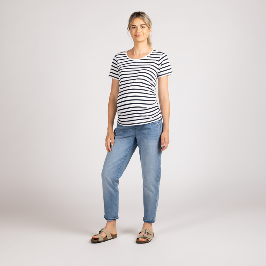 T-shirt voor zwangerschap met korte mouwen, gestreept 