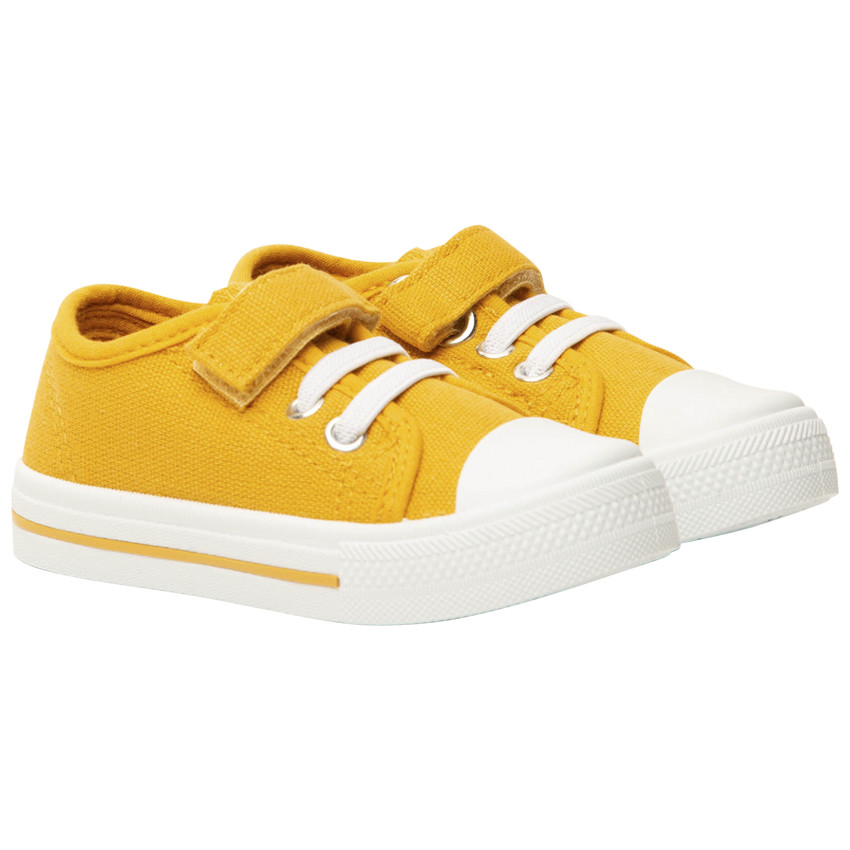 Baskets basses en toile avec lacets élastiques et velcro pour bébé garçon 