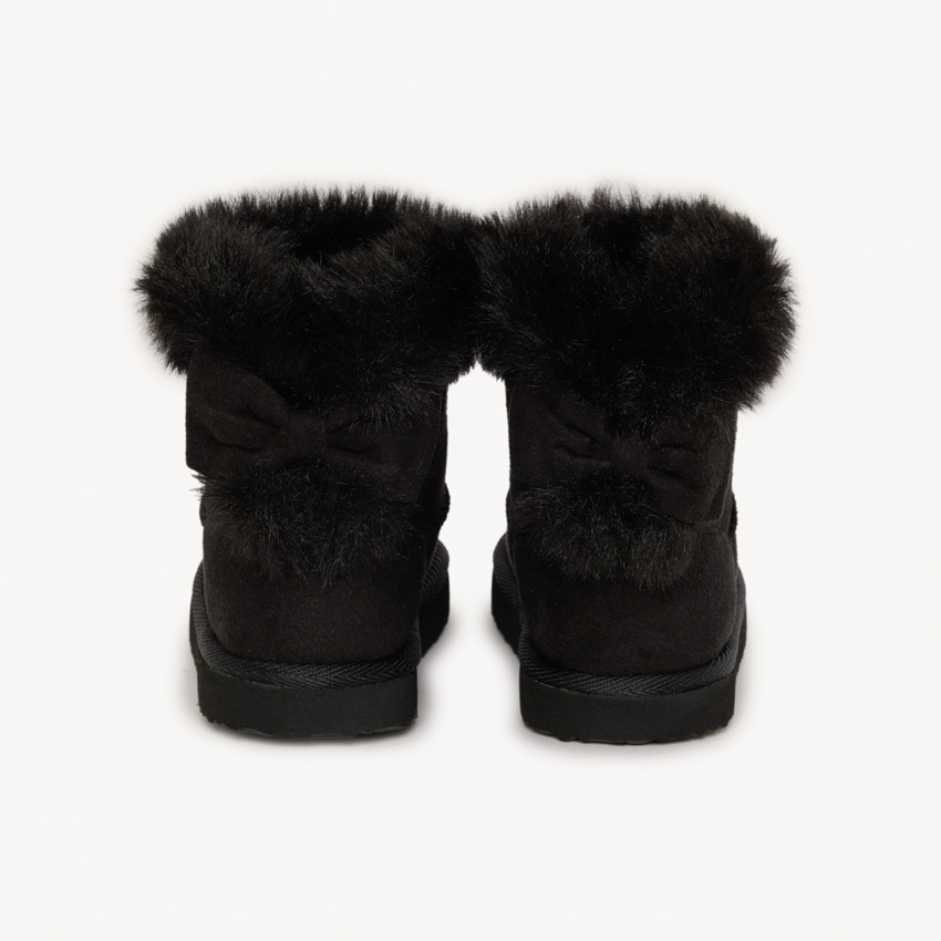Bottines avec faussure fourrure et nœud pour bébé fille 