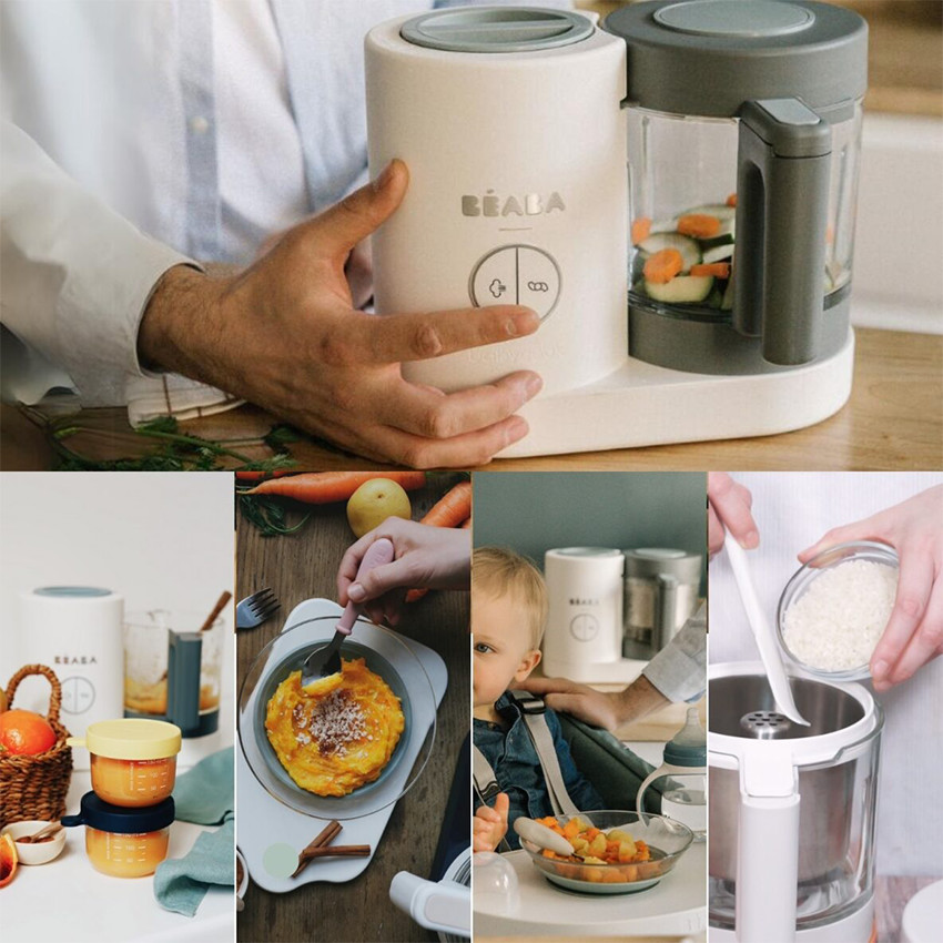 Babycook Néo robot cuiseur bébé 6 en 1 made in France gris/blanc 