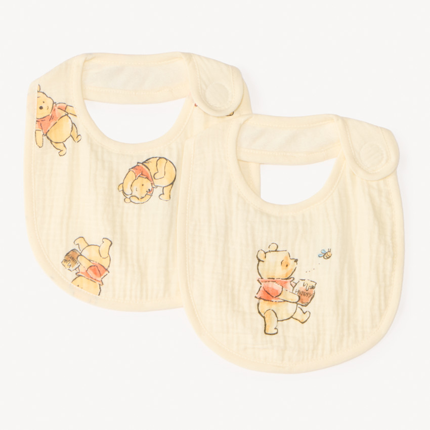 Lot de 2 bavoirs en gaze de coton Winnie l’Ourson Disney pour bébé garçon 