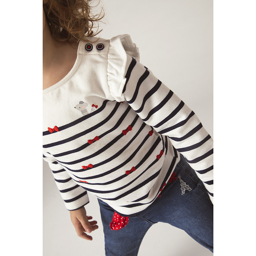 Marinière à manches longues volantées pour bébé fille 