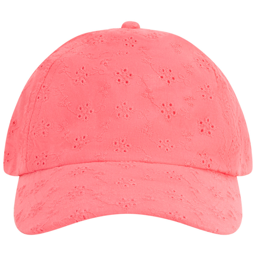 Casquette rose en broderie anglaise pour fille 