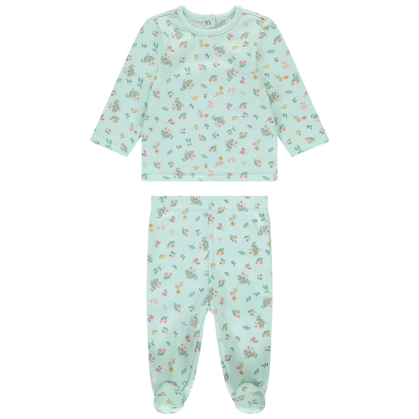 Pyjama 2-delig met bloemenprint voor meisjes met verschillende afwerkingen afhankelijk van de leeftijd 