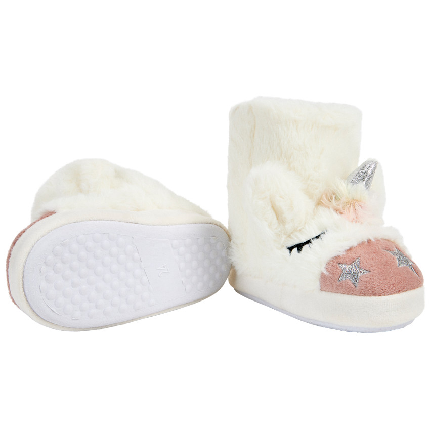 Chaussons bottes à fausse fourrure licorne pour fille 