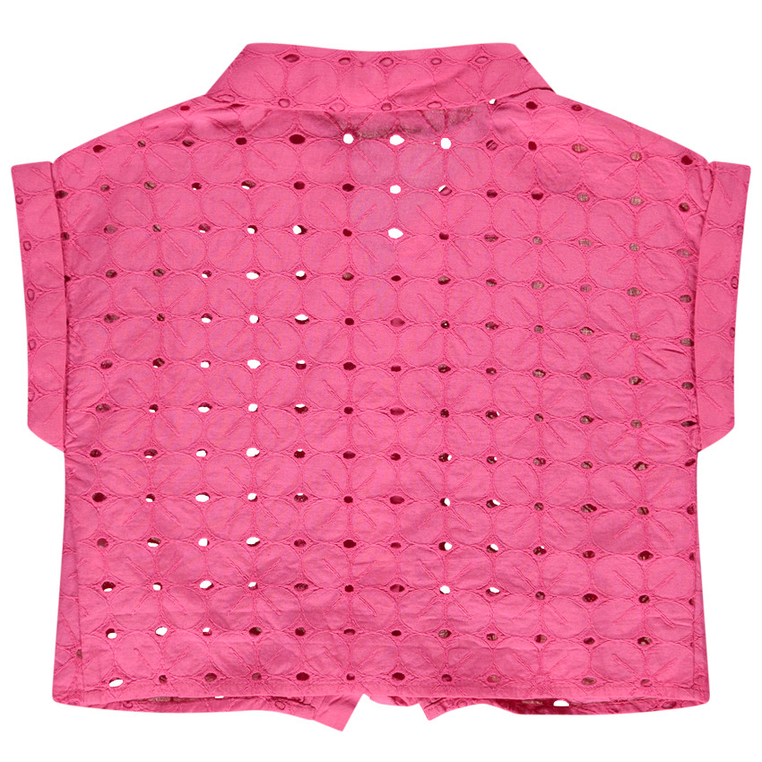 Chemise manches courtes en broderie anglaise pour fille 