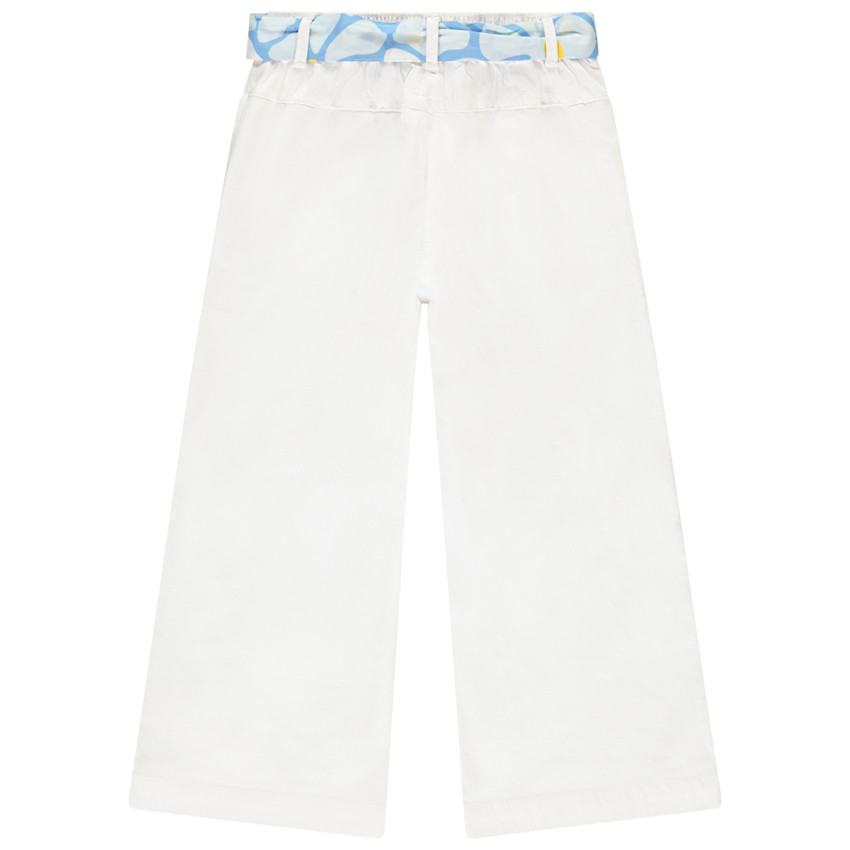 Pantalon uni en toile avec ceinture fantaisie à nouer pour fille  