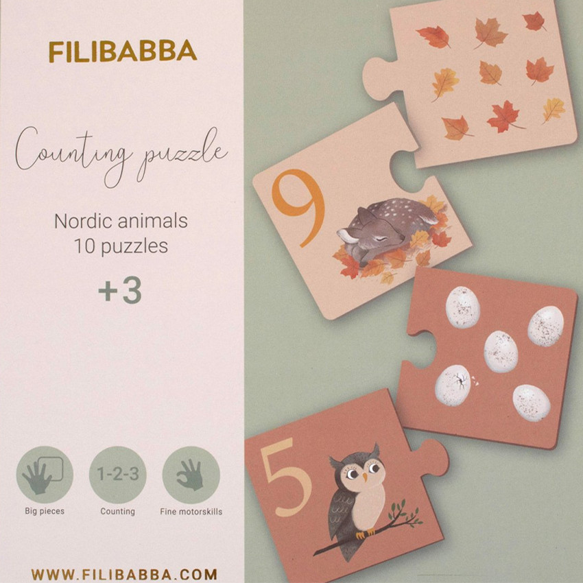 Set de 10 puzzles - Apprendre à compter - animaux Nordique 