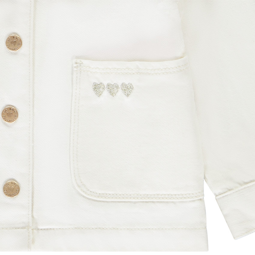 Veste en jean type worker à cœurs brodés pour bébé fille 