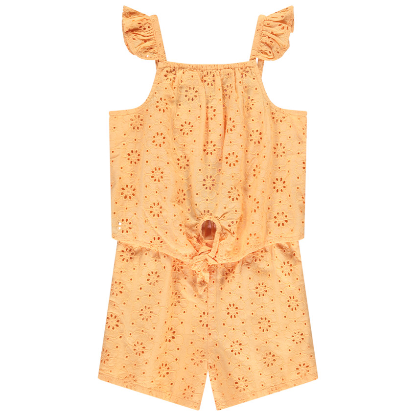 Korte jumpsuit in Engels borduursel voor meisjes 