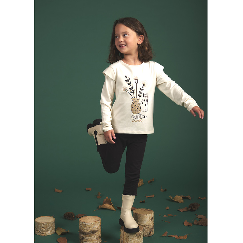 T-shirt manches longues en jersey print chat pour fille 