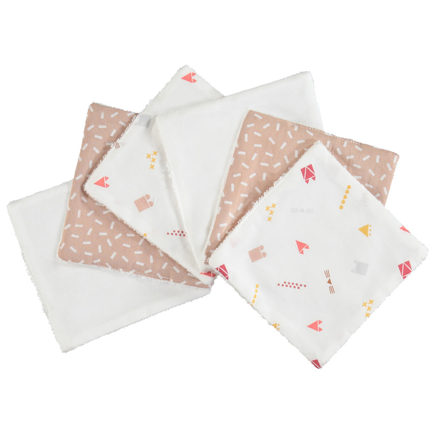 Lot de 6 lingettes lavables en coton avec pochette de rangement 