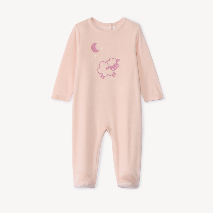Dors-bien uni en velours à motif fantaisie pour bébé fille 