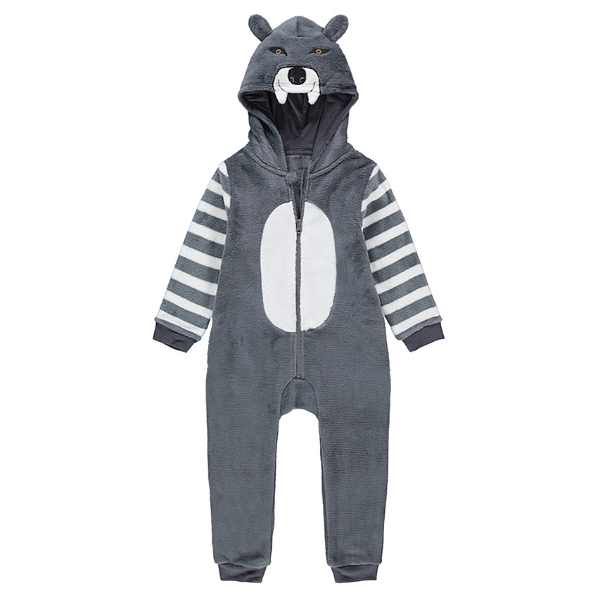 Surpyjama loup en polaire avec détails en relief 