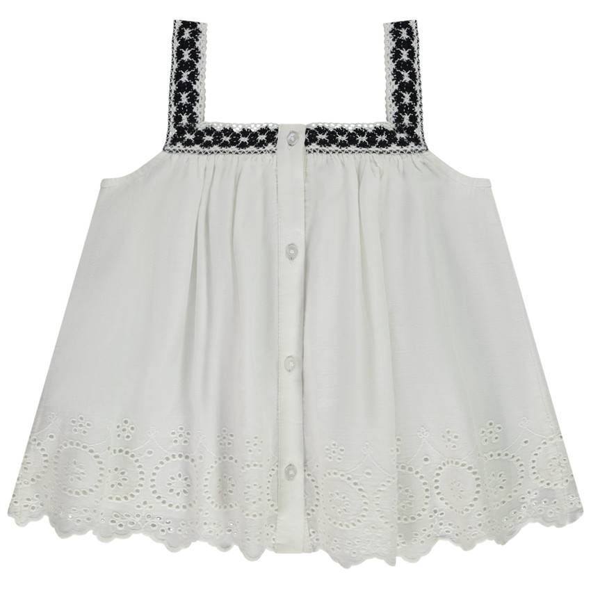 Tunique sans manches avec broderie anglaise pour fille 