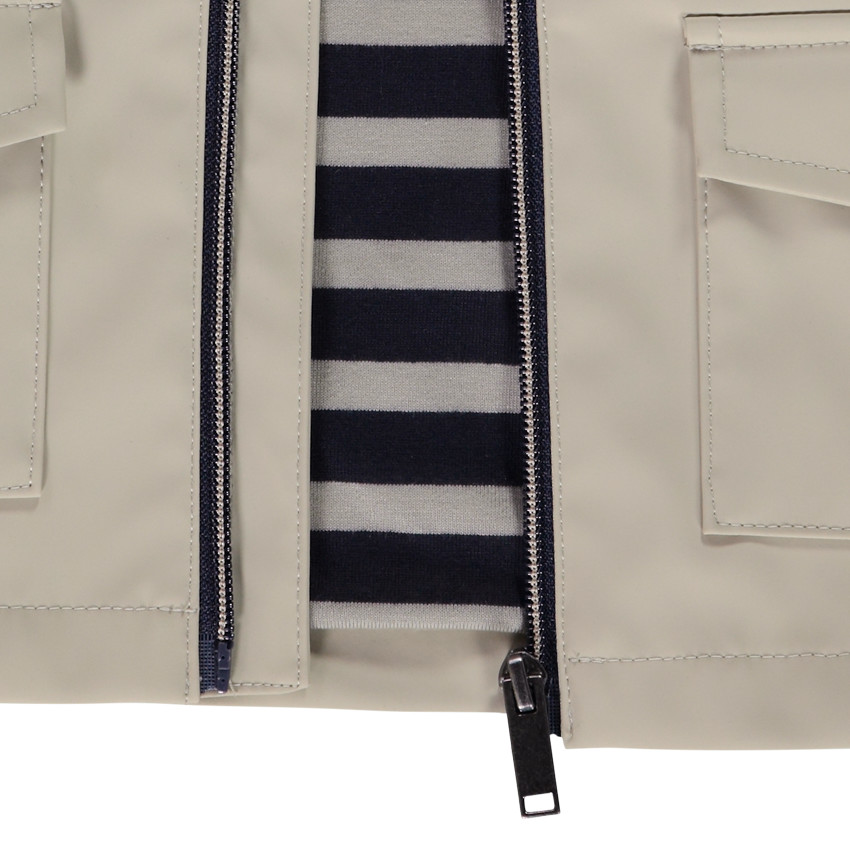 Rubberen parka van jersey met gestreepte voering voor babyjongens 