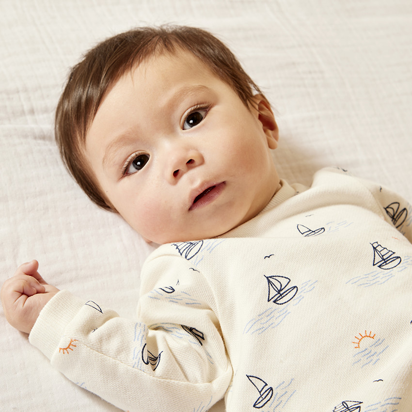 Sweatshirt body met lange mouwen en zeilbotenprint voor baby jongen 