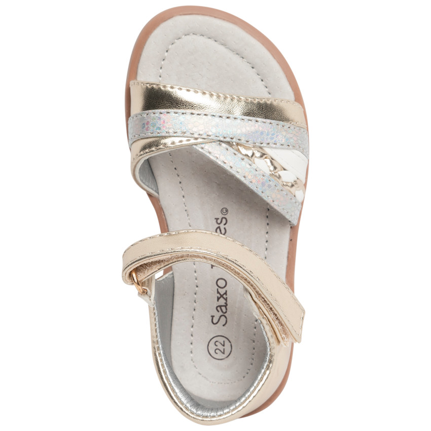 Nu-Pieds dorés à brides et scratchs pour bébé fille 