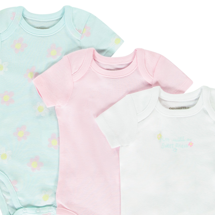 Lot de 7 bodies manches courtes fantaisies pour bébé fille  