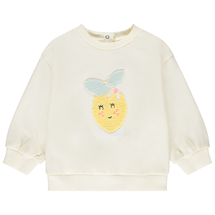 Sweatshirt in fleece met geborduurd fruit voor baby meisje 