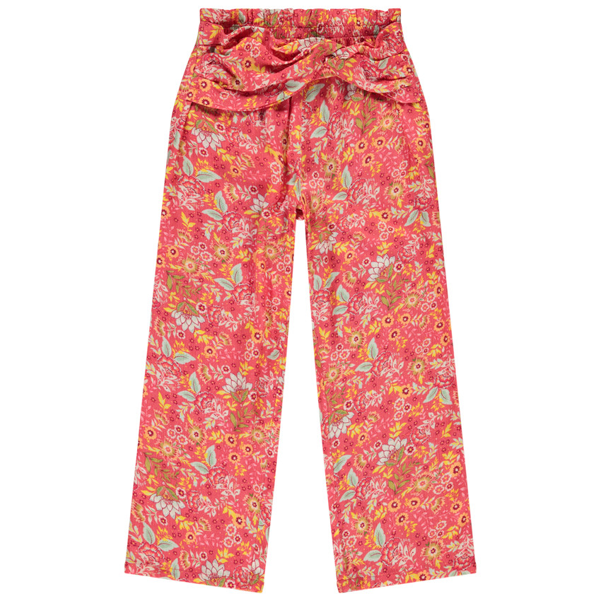 Vloeibare broek met bloemenprint en gedraaide details voor meisjes 
