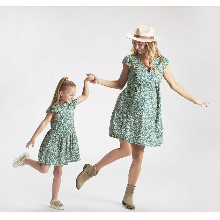 Robe de grossesse manches courtes à fleurs 