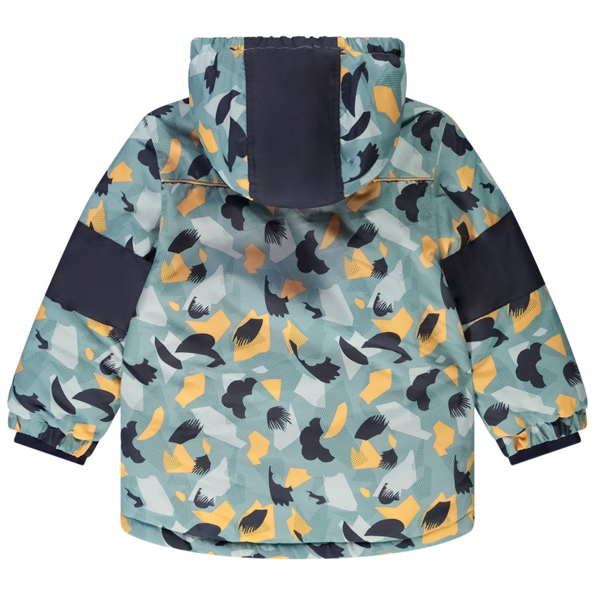 Blouson de ski à capuche amovible imprimé graphique pour garçon 