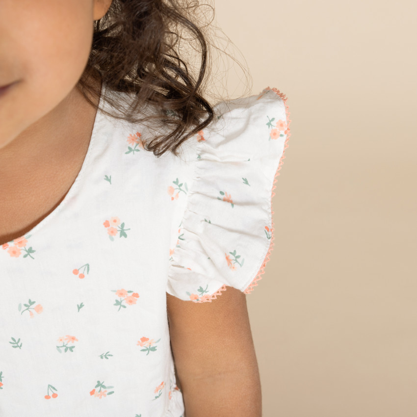 Jurk met korte mouwen met bloemen voor meisjes 