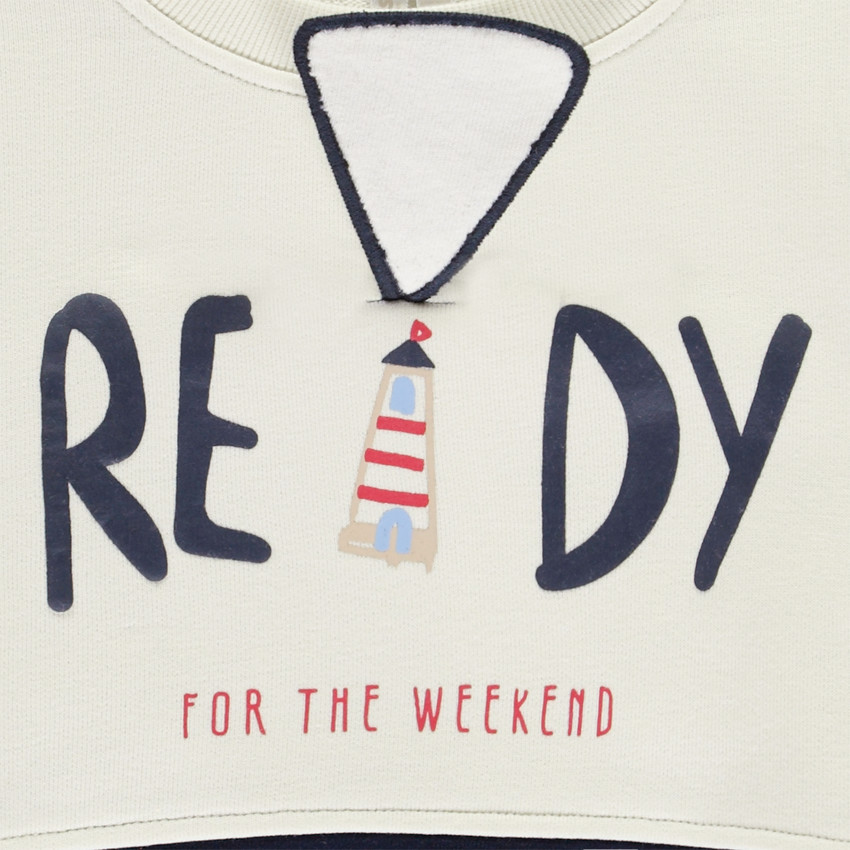 Oversized bicolore fleece sweatshirt met zeil flap voor jongen 