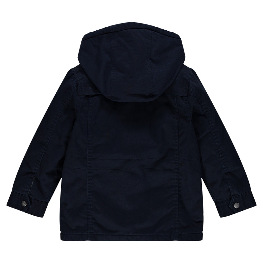 Caban à capuche en twill effet used à pressions et zip 