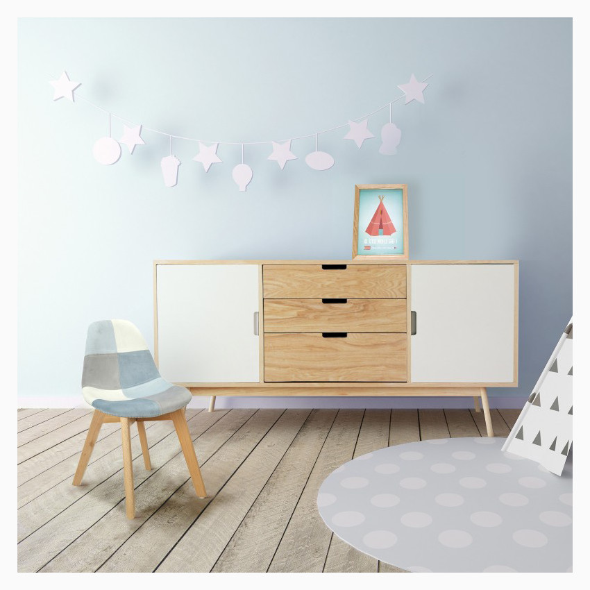 Chaise patchwork Leonie - Bleu 