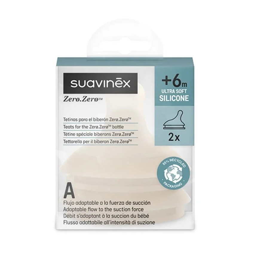 Lot de 2 tétines en silicone anti-colique Zero.Zero spécial allaitement Light 