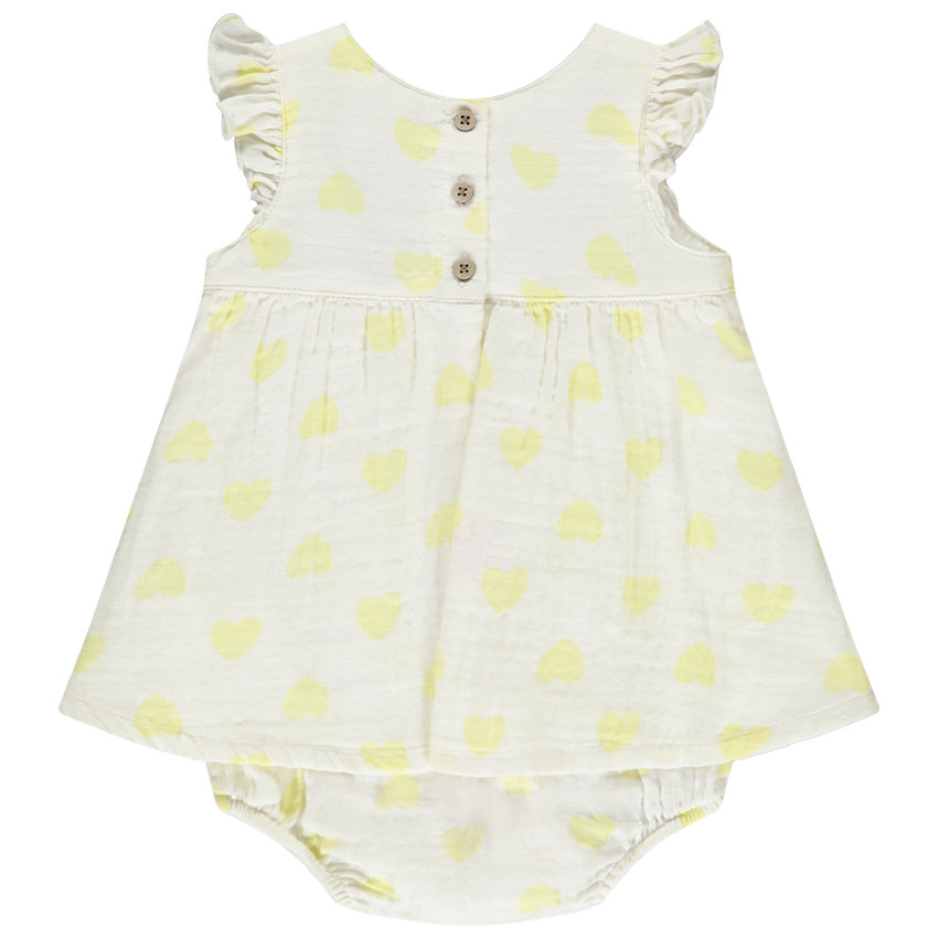 Robe effet 2 en 1 fantaisie imprimé cœurs pour bébé fille  