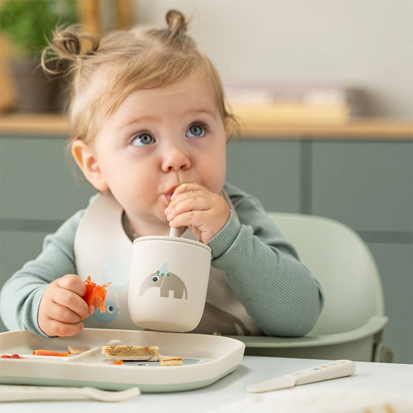 Set van 2 drinkbekers met rietje in silicone Playground Groen 