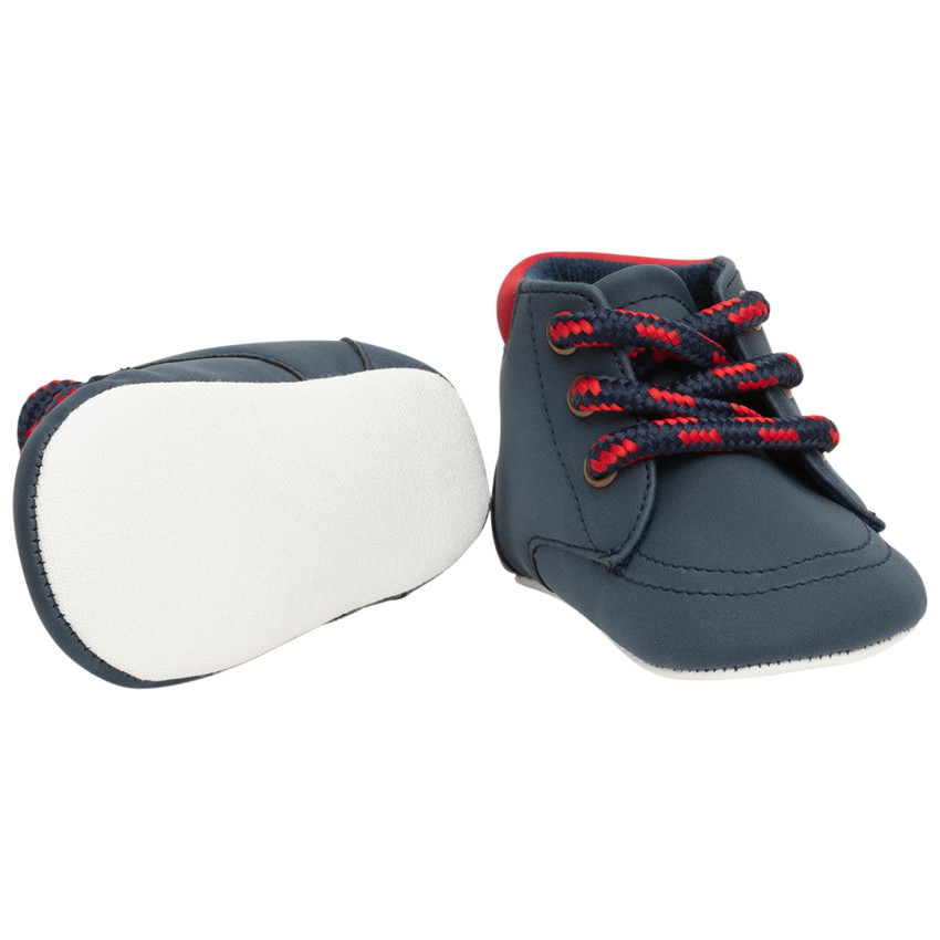 Laarsjes blauw voor jongens met veters 