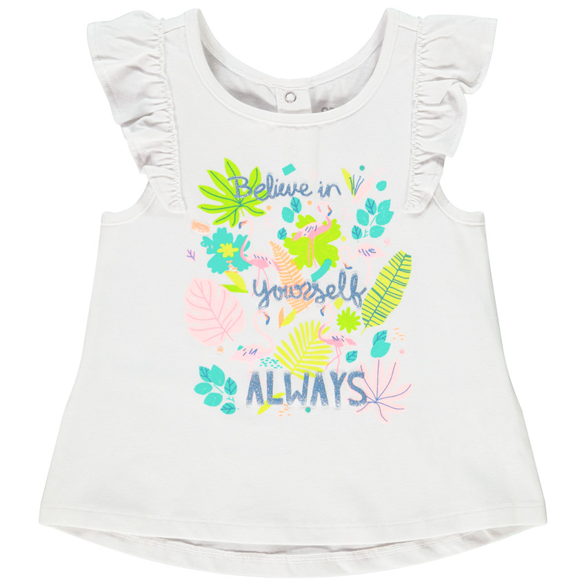 Débardeur manches courtes volantées avec print pour bébé fille 