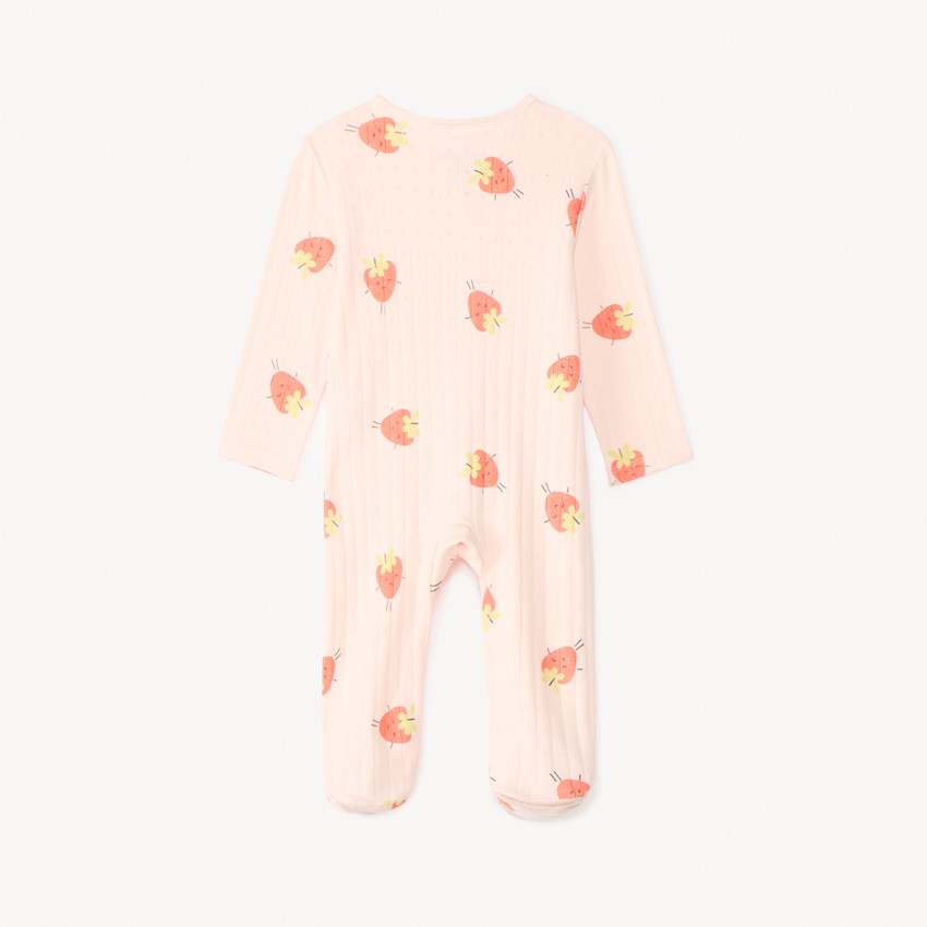 Donsch One-Piece met aardbeienprint + slabbetje voor meisjesbaby's 