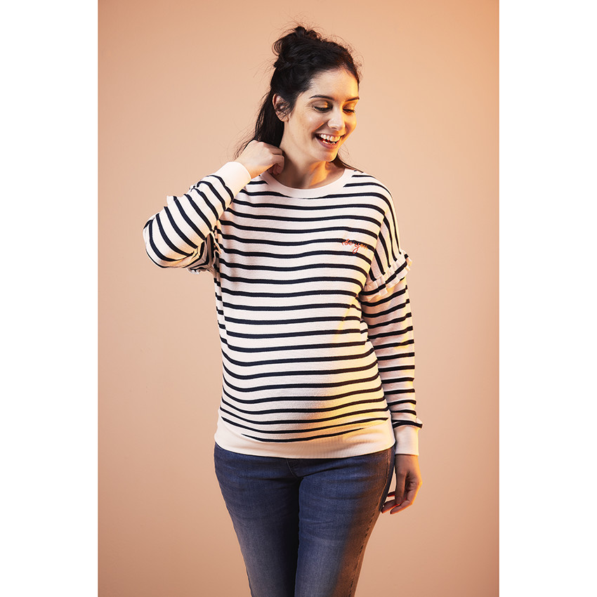 Sweat de grossesse à rayures en jersey  