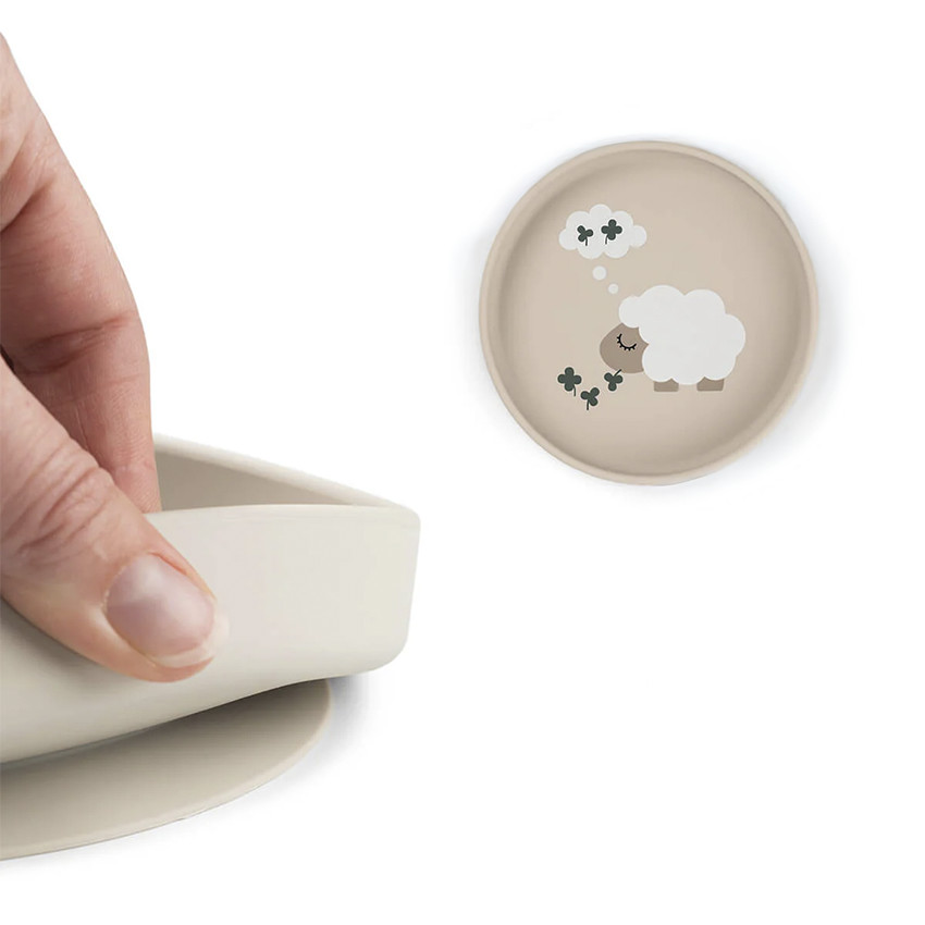 Assiette en silicone avec ventouse Tiny Farm Sable 