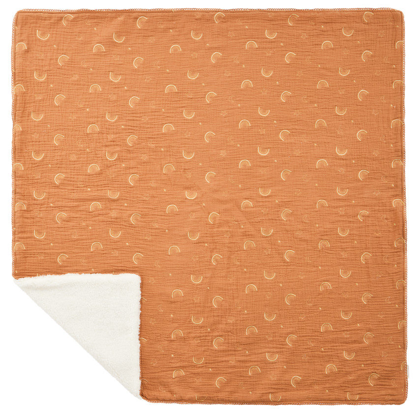 Couverture double face 100 x 100 cm Douce Hirondelle camel 