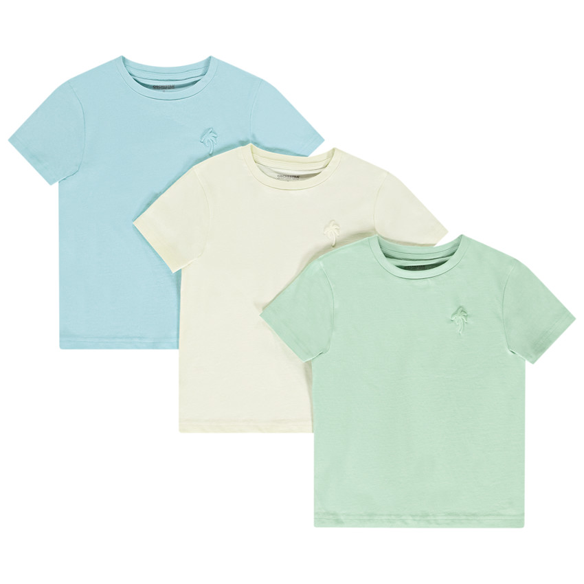 Lot de 3 t-shirts manches courtes unis avec print garçon 