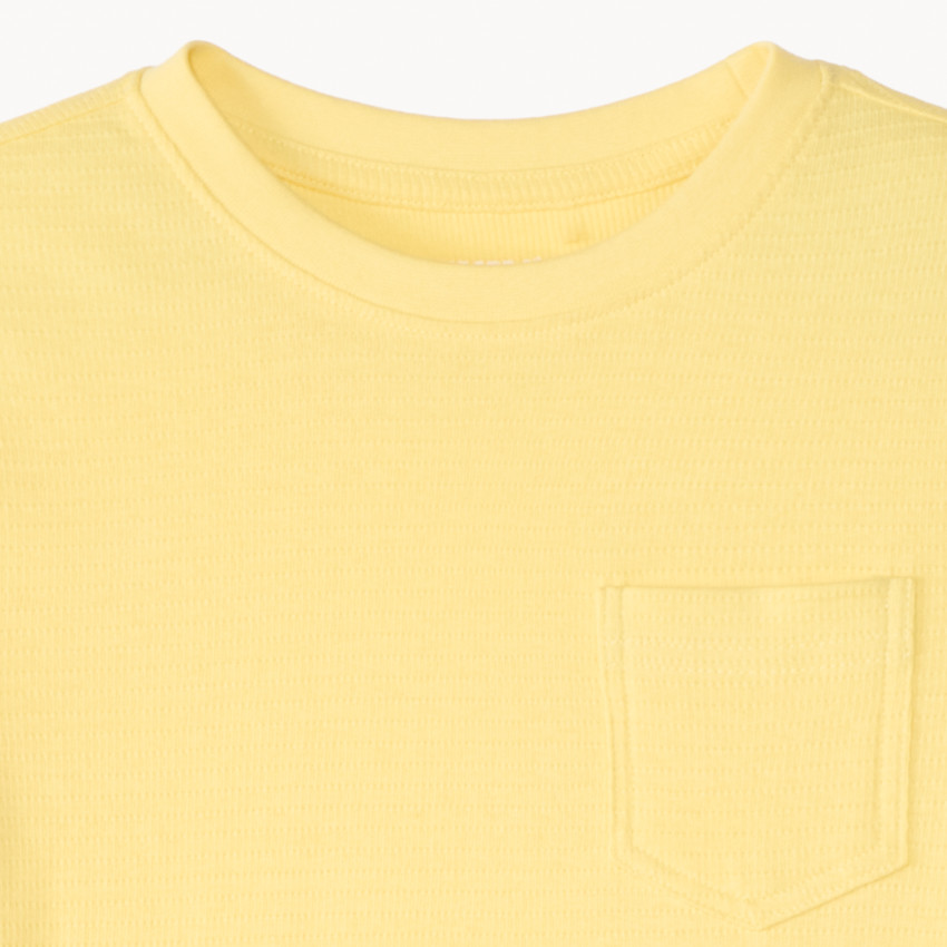 T-shirt manches courtes uni en maille fantaisie garçon 
