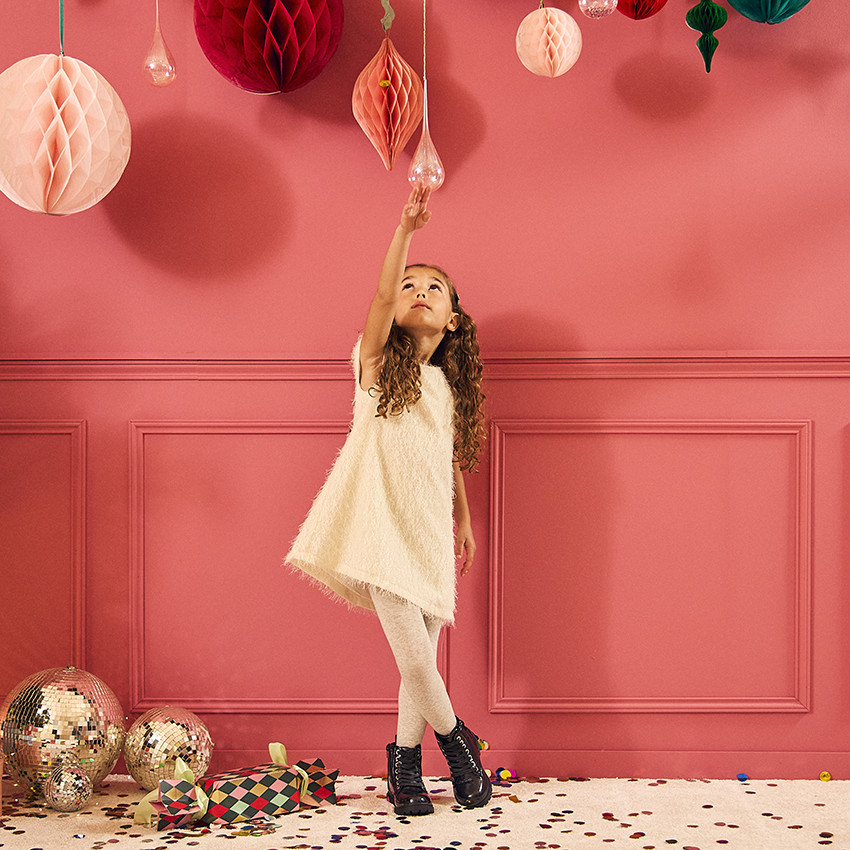 Robe de fête manches courtes à franges pour fille 